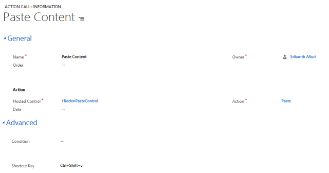 Paste Content Action call in USD