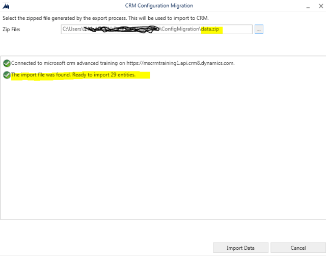 Importing data into CRM using CRM Configuration Migration