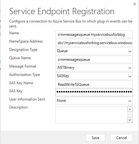 Service Endpoint registration confirmation