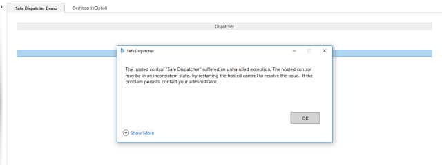 Exception Handled by SafeDispatcher