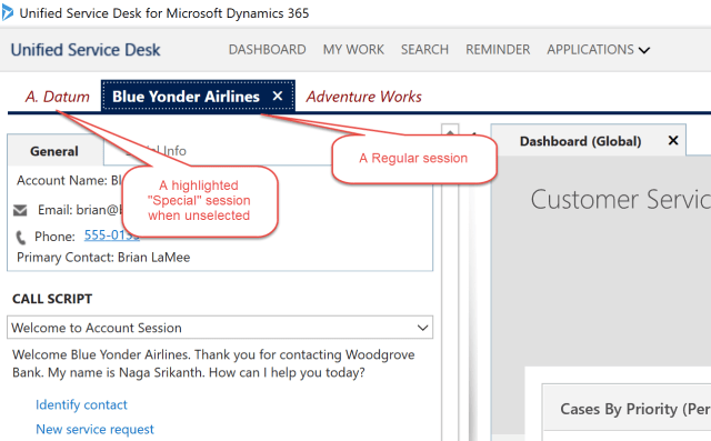 A session highlighted when not selected