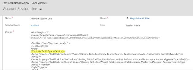 XAML Code in Session lines